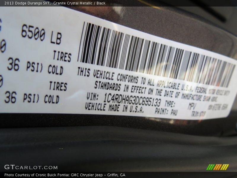 Granite Crystal Metallic / Black 2013 Dodge Durango SXT