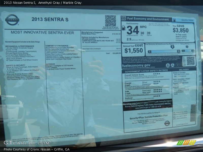  2013 Sentra S Window Sticker