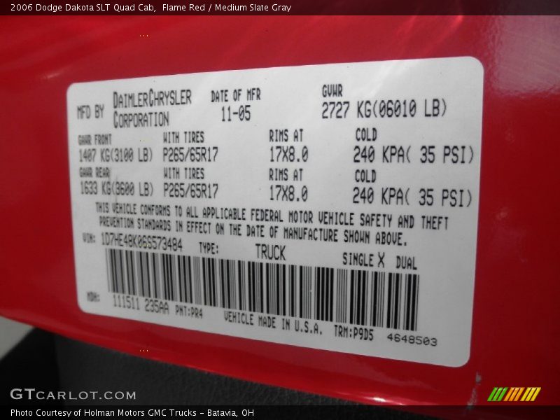 Flame Red / Medium Slate Gray 2006 Dodge Dakota SLT Quad Cab