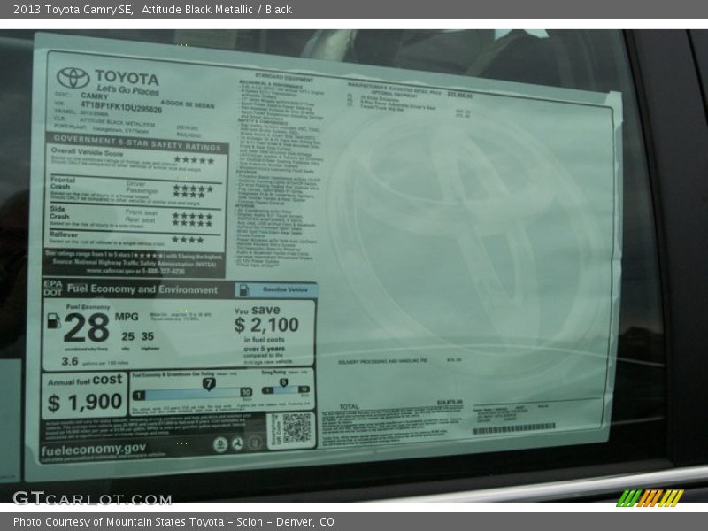 Attitude Black Metallic / Black 2013 Toyota Camry SE