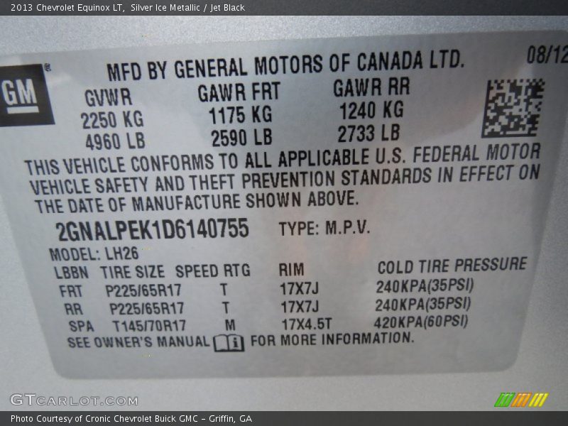 Silver Ice Metallic / Jet Black 2013 Chevrolet Equinox LT