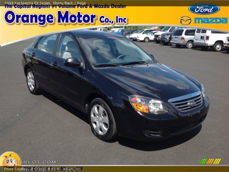 Ebony Black / Beige 2009 Kia Spectra EX Sedan