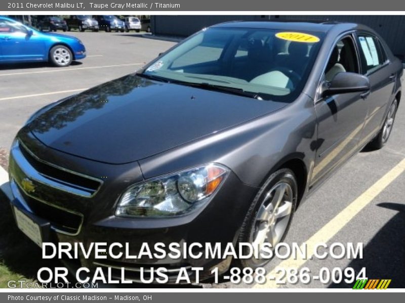 Taupe Gray Metallic / Titanium 2011 Chevrolet Malibu LT