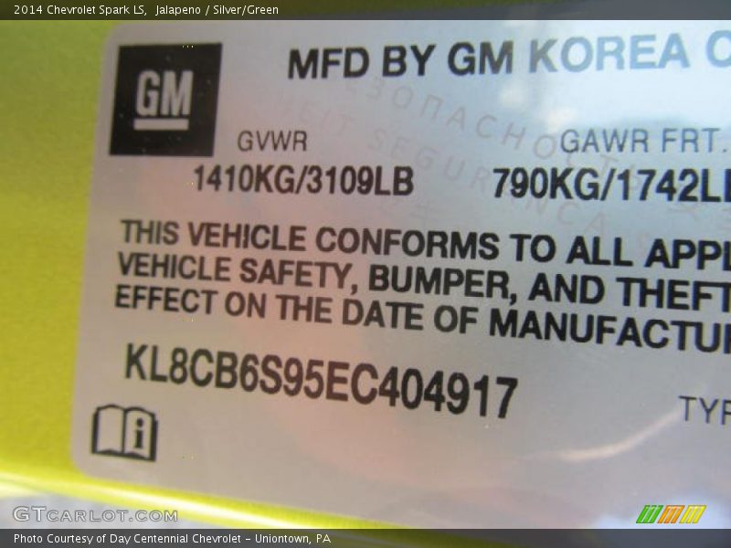 Jalapeno / Silver/Green 2014 Chevrolet Spark LS