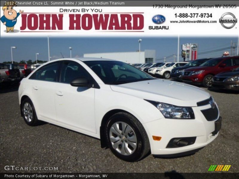 Summit White / Jet Black/Medium Titanium 2012 Chevrolet Cruze LS