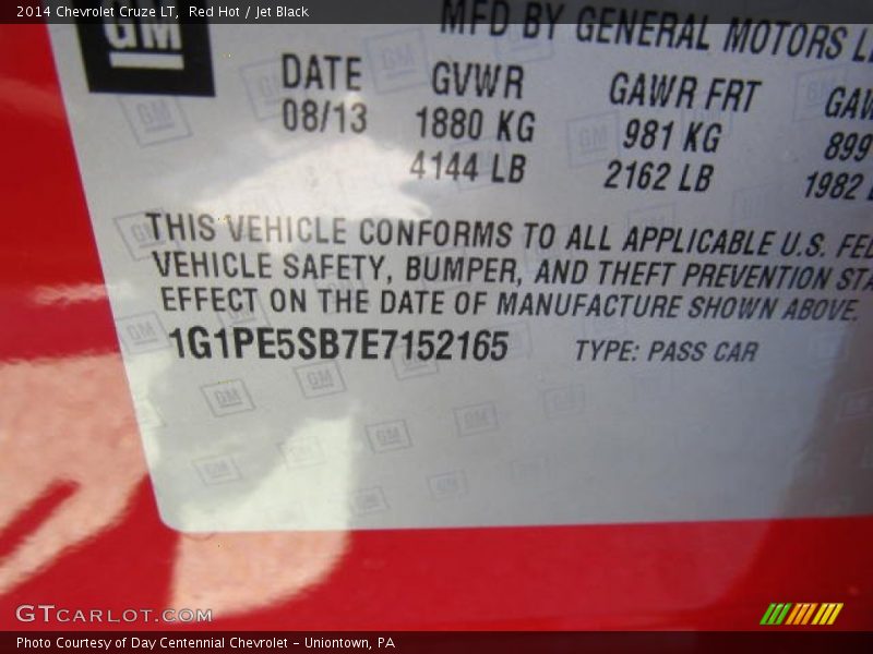 Red Hot / Jet Black 2014 Chevrolet Cruze LT