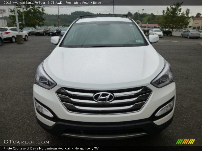 Frost White Pearl / Beige 2013 Hyundai Santa Fe Sport 2.0T AWD