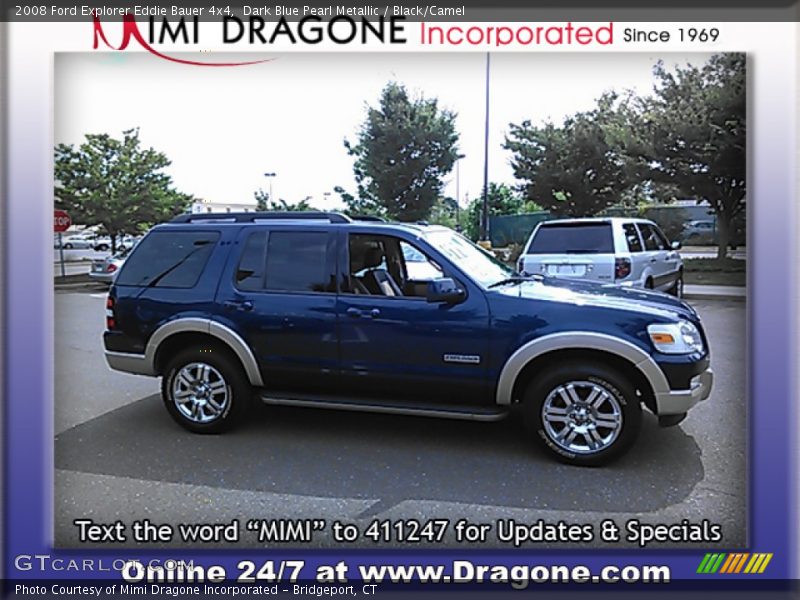 Dark Blue Pearl Metallic / Black/Camel 2008 Ford Explorer Eddie Bauer 4x4