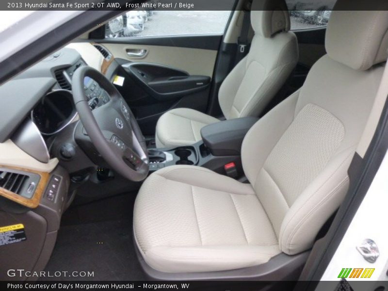 Frost White Pearl / Beige 2013 Hyundai Santa Fe Sport 2.0T AWD