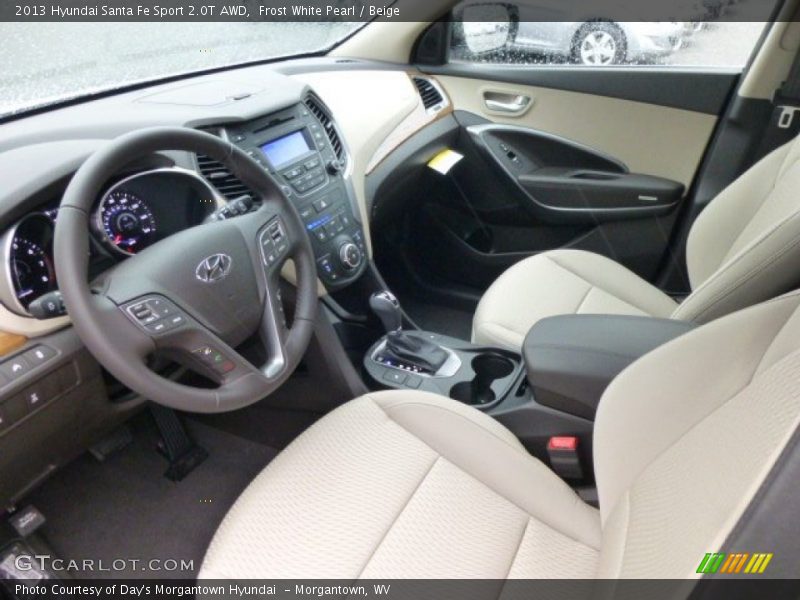 Frost White Pearl / Beige 2013 Hyundai Santa Fe Sport 2.0T AWD