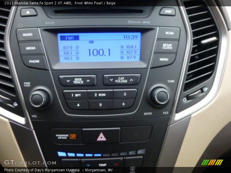 Frost White Pearl / Beige 2013 Hyundai Santa Fe Sport 2.0T AWD