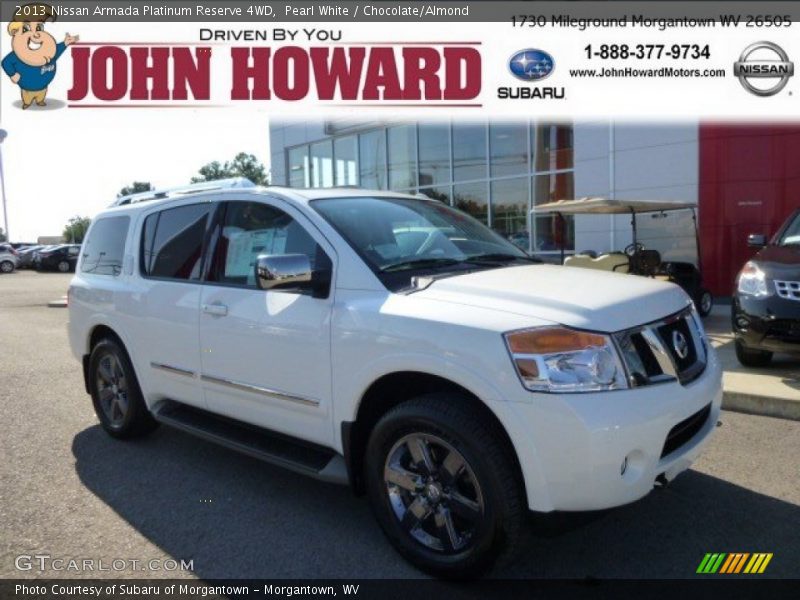 Pearl White / Chocolate/Almond 2013 Nissan Armada Platinum Reserve 4WD