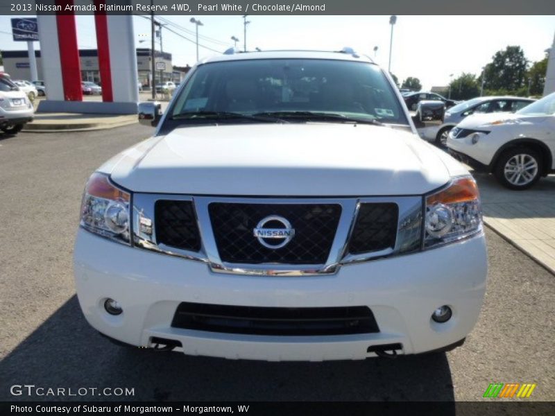 Pearl White / Chocolate/Almond 2013 Nissan Armada Platinum Reserve 4WD