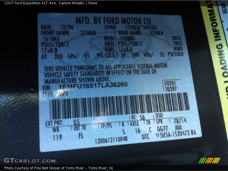 Carbon Metallic / Stone 2007 Ford Expedition XLT 4x4