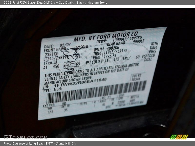 Black / Medium Stone 2008 Ford F350 Super Duty XLT Crew Cab Dually