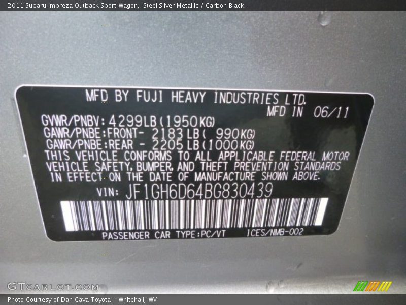 Steel Silver Metallic / Carbon Black 2011 Subaru Impreza Outback Sport Wagon
