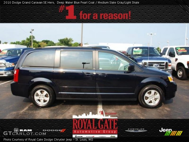 Deep Water Blue Pearl Coat / Medium Slate Gray/Light Shale 2010 Dodge Grand Caravan SE Hero