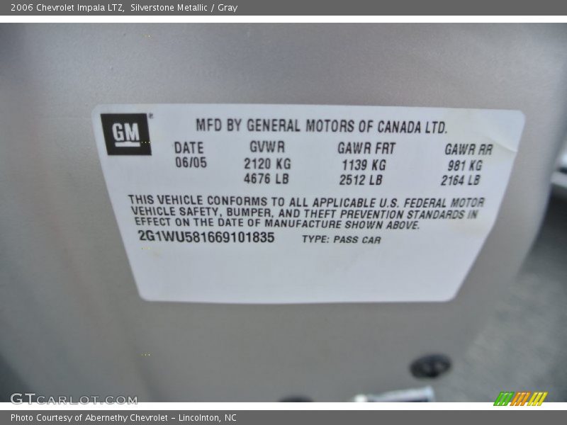 Silverstone Metallic / Gray 2006 Chevrolet Impala LTZ