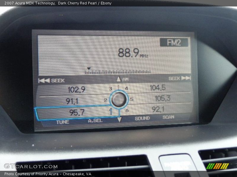 Dark Cherry Red Pearl / Ebony 2007 Acura MDX Technology