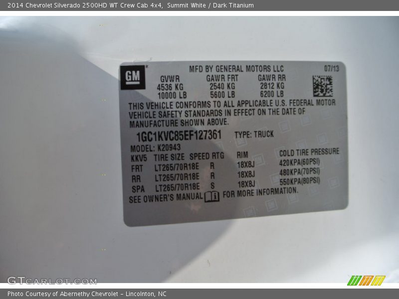 Summit White / Dark Titanium 2014 Chevrolet Silverado 2500HD WT Crew Cab 4x4