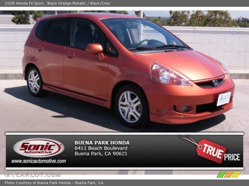 Blaze Orange Metallic / Black/Grey 2008 Honda Fit Sport