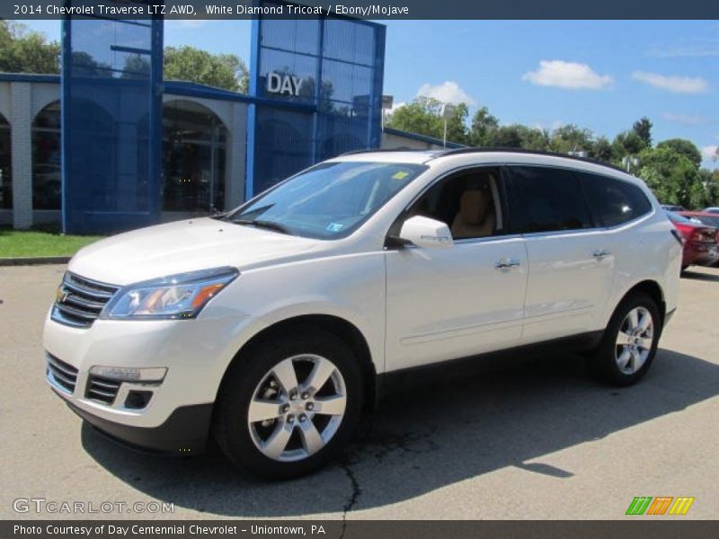 White Diamond Tricoat / Ebony/Mojave 2014 Chevrolet Traverse LTZ AWD