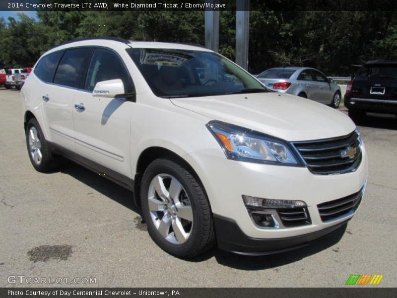 White Diamond Tricoat / Ebony/Mojave 2014 Chevrolet Traverse LTZ AWD