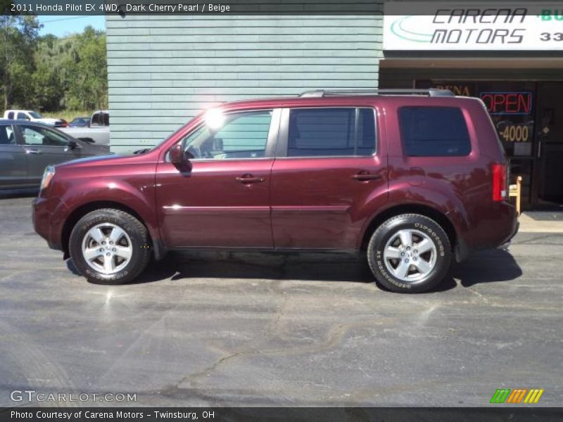 Dark Cherry Pearl / Beige 2011 Honda Pilot EX 4WD