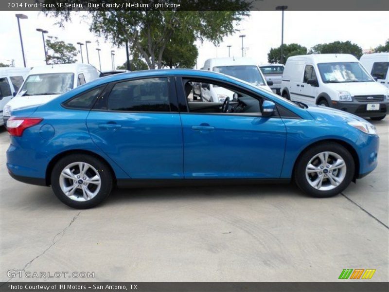 Blue Candy / Medium Light Stone 2014 Ford Focus SE Sedan
