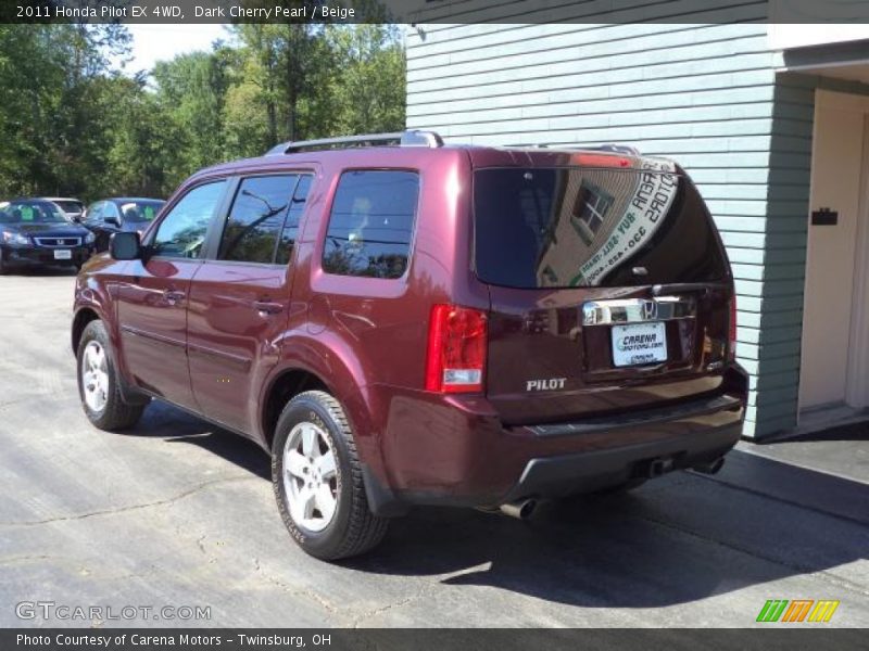 Dark Cherry Pearl / Beige 2011 Honda Pilot EX 4WD