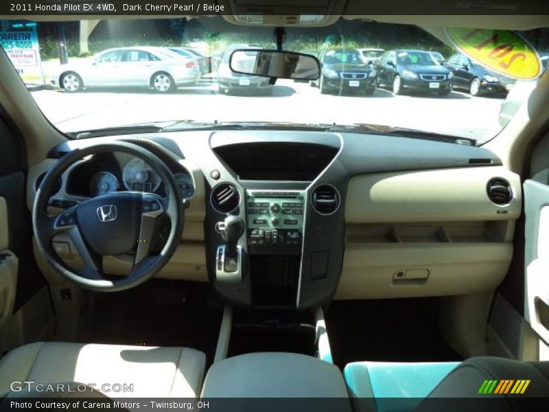 Dark Cherry Pearl / Beige 2011 Honda Pilot EX 4WD