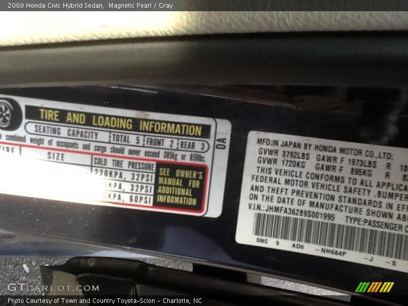 Magnetic Pearl / Gray 2009 Honda Civic Hybrid Sedan
