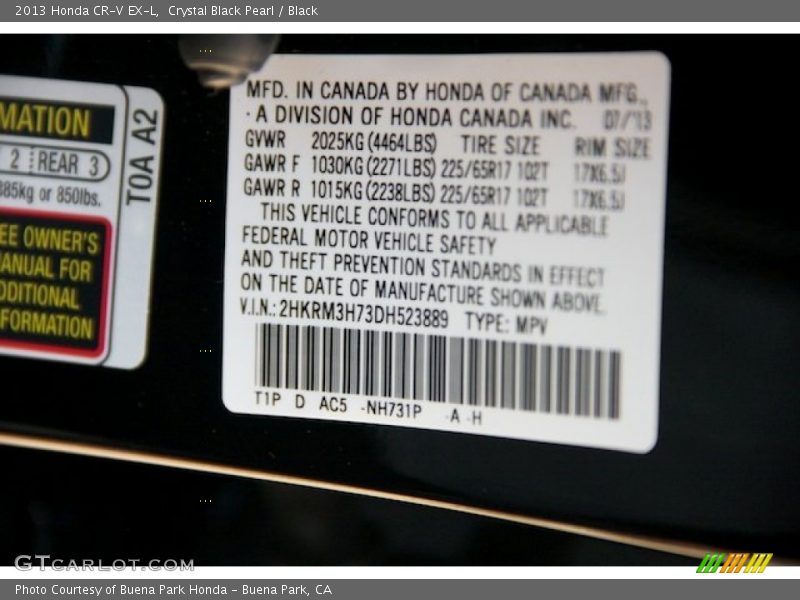 Crystal Black Pearl / Black 2013 Honda CR-V EX-L