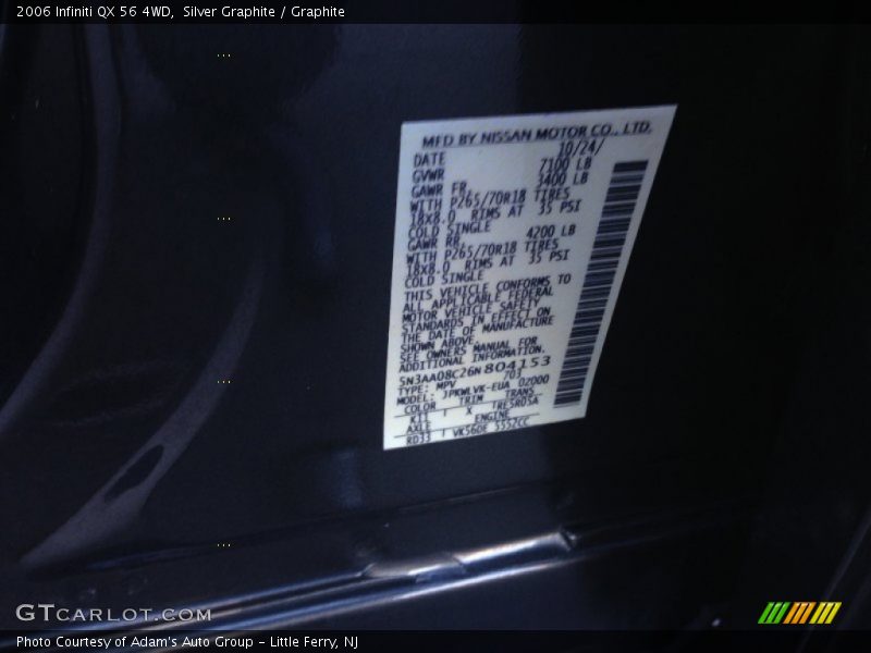 Silver Graphite / Graphite 2006 Infiniti QX 56 4WD