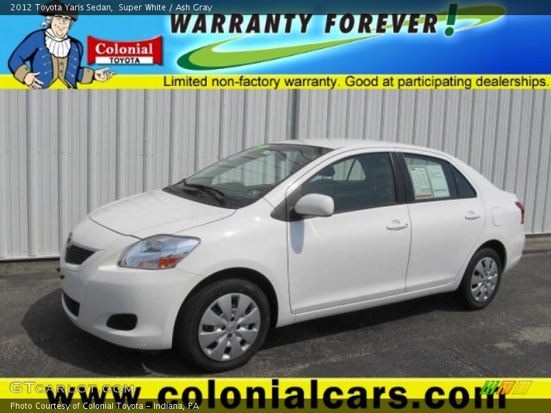 Super White / Ash Gray 2012 Toyota Yaris Sedan