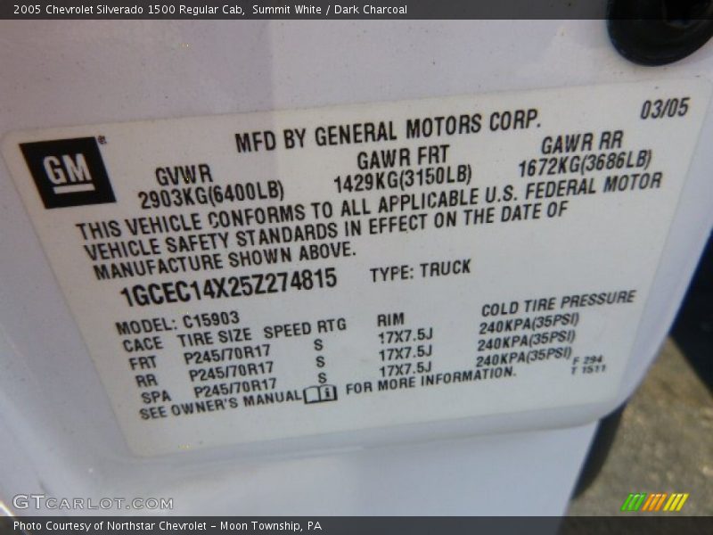 Summit White / Dark Charcoal 2005 Chevrolet Silverado 1500 Regular Cab