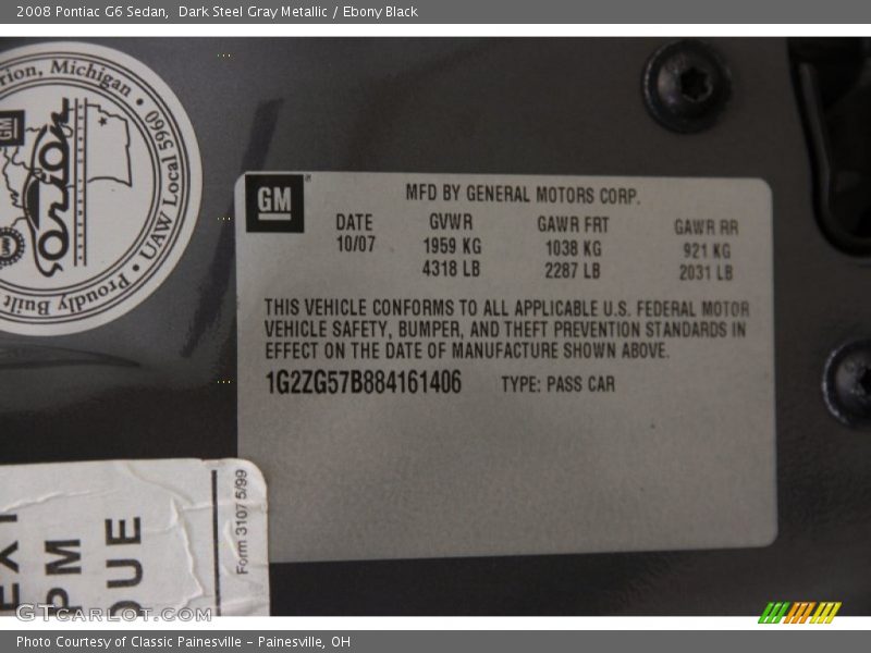 Dark Steel Gray Metallic / Ebony Black 2008 Pontiac G6 Sedan