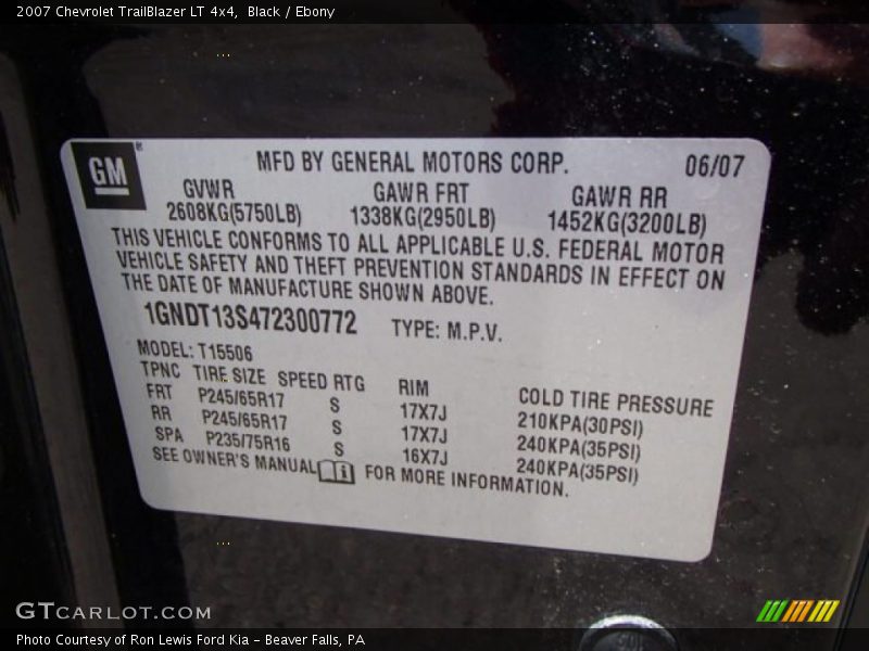 Black / Ebony 2007 Chevrolet TrailBlazer LT 4x4