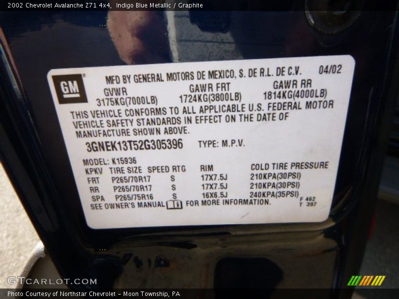Indigo Blue Metallic / Graphite 2002 Chevrolet Avalanche Z71 4x4