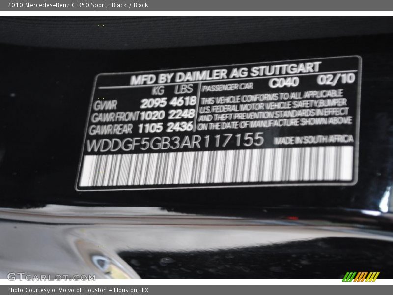 Black / Black 2010 Mercedes-Benz C 350 Sport