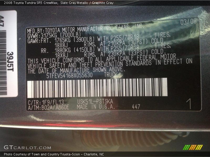 Slate Gray Metallic / Graphite Gray 2008 Toyota Tundra SR5 CrewMax