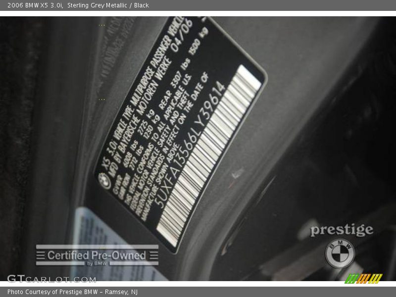 Sterling Grey Metallic / Black 2006 BMW X5 3.0i