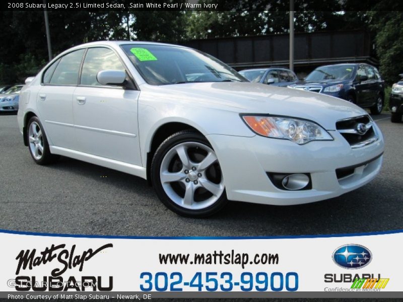 Satin White Pearl / Warm Ivory 2008 Subaru Legacy 2.5i Limited Sedan