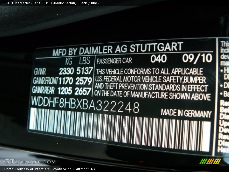 Black / Black 2011 Mercedes-Benz E 350 4Matic Sedan