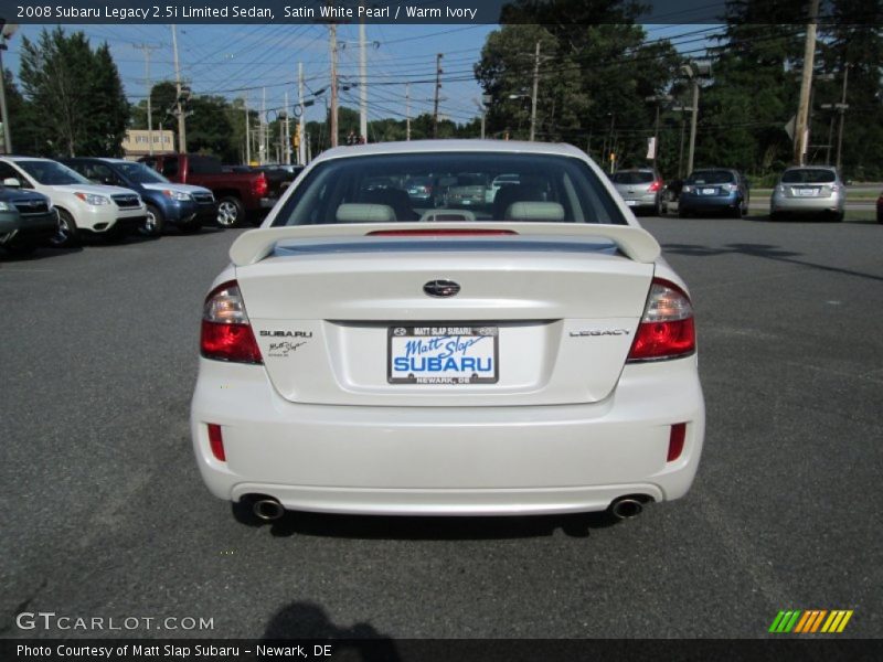 Satin White Pearl / Warm Ivory 2008 Subaru Legacy 2.5i Limited Sedan