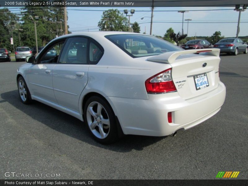 Satin White Pearl / Warm Ivory 2008 Subaru Legacy 2.5i Limited Sedan