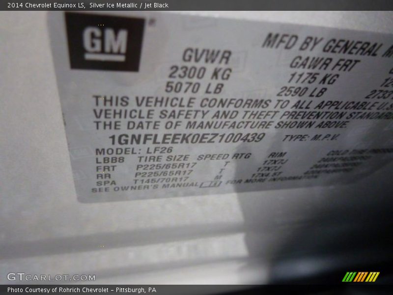 Silver Ice Metallic / Jet Black 2014 Chevrolet Equinox LS