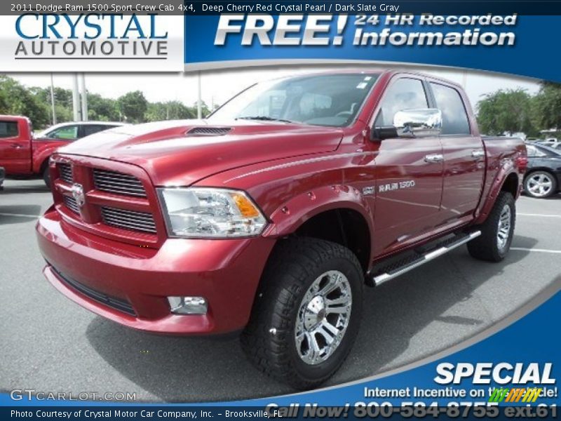 Deep Cherry Red Crystal Pearl / Dark Slate Gray 2011 Dodge Ram 1500 Sport Crew Cab 4x4