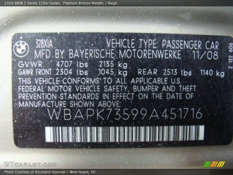 Platinum Bronze Metallic / Beige 2009 BMW 3 Series 328xi Sedan