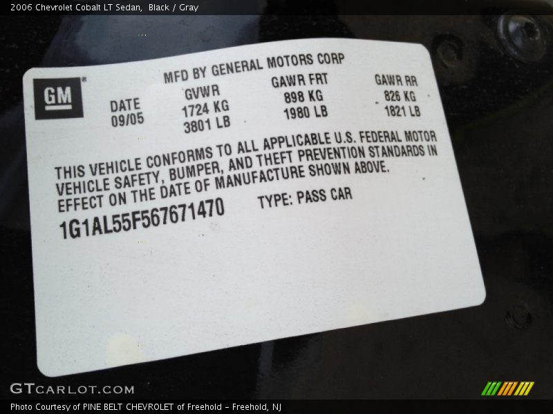 Black / Gray 2006 Chevrolet Cobalt LT Sedan